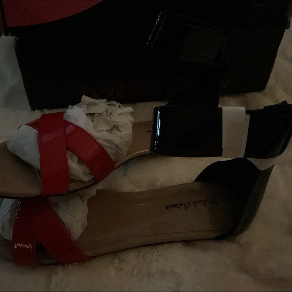 Red and Black Strappy Sandals